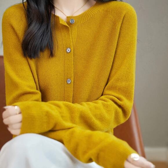 Mustard Yellow Women's Crew Neck Sweater - Picture 2 of 11